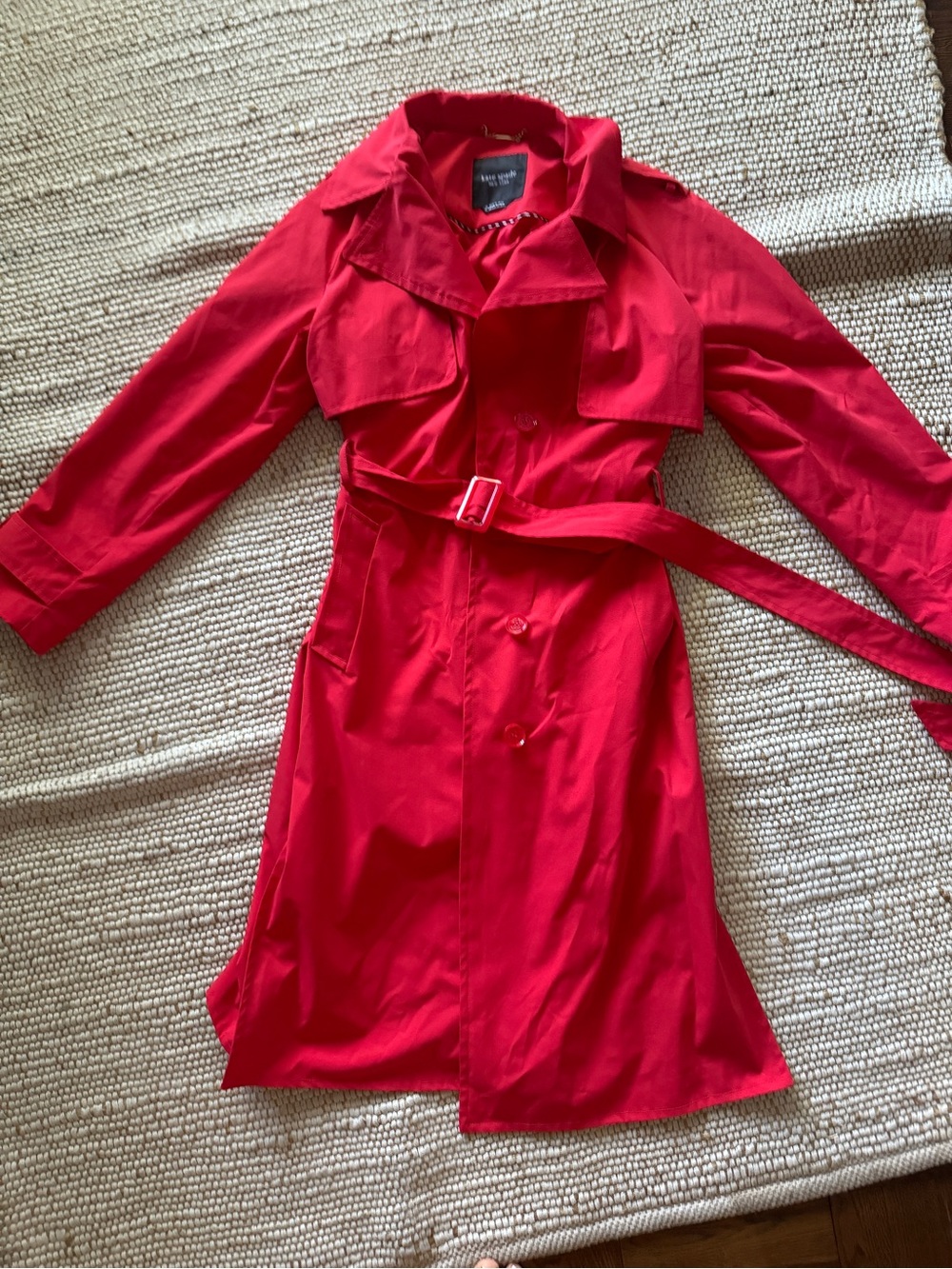 kate spade Vibrant Red Trench Coat with Belt - Picture 2 of 5